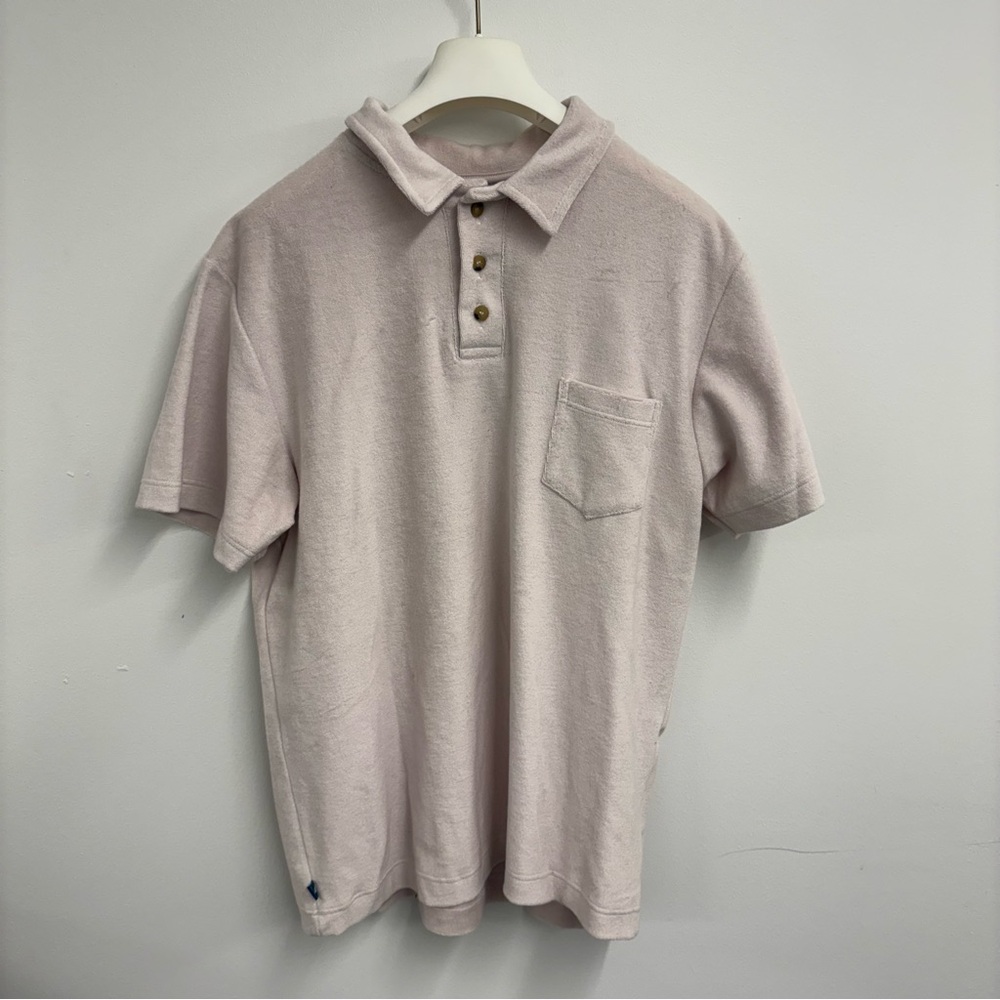 Howlin’ Terry Cloth Polo Shirt Blush Pink Made in Belgium Size L
